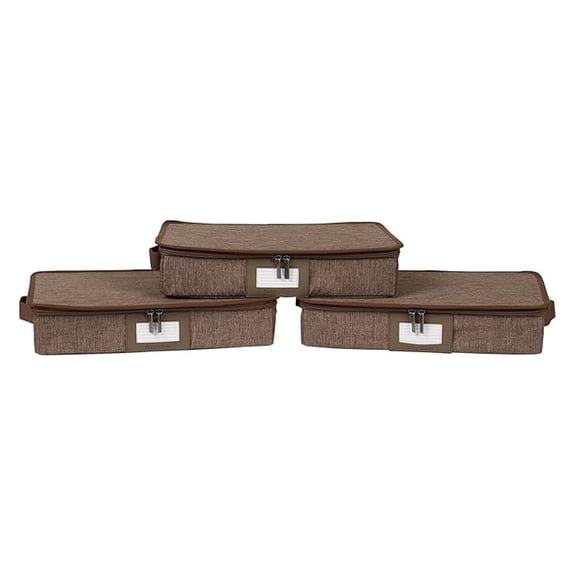 Keepsakes - Zip-Top Storage Box - Heavy Duty Polyester- Reinforced Handles - Stackable Design - Indoor Storage, Brown