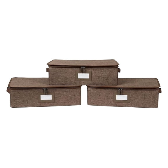 Keepsakes - Zip-Top Storage Box - Heavy Duty Polyester- Reinforced Handles - Stackable Design - Indoor Storage, Brown