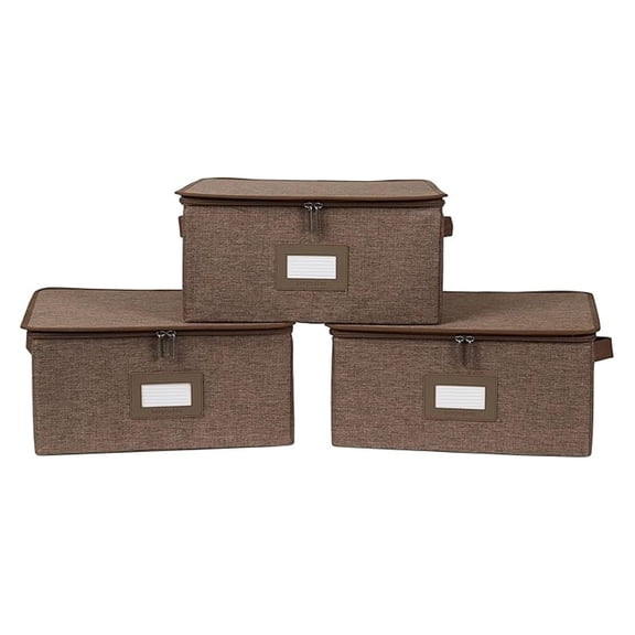 Keepsakes - Zip-Top Storage Box - Heavy Duty Polyester- Reinforced Handles - Stackable Design - Indoor Storage, Brown