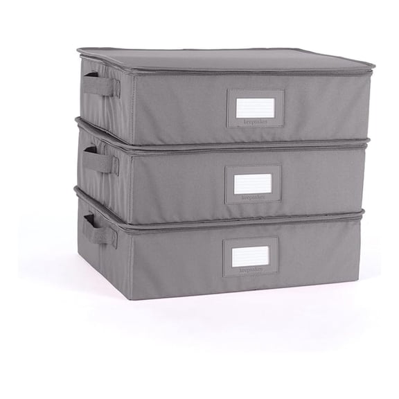 Keepsakes - Zip-Top Storage Box - Heavy Duty Polyester- Reinforced Handles - Stackable Design - Indoor Storage, Graphite