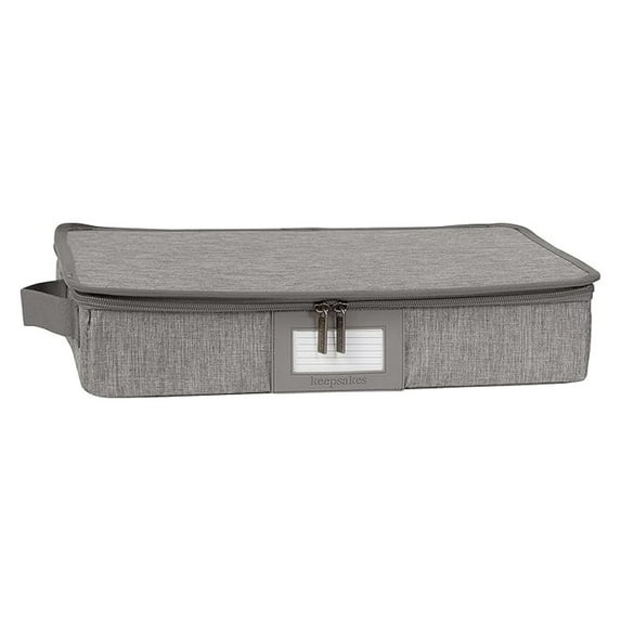 Keepsakes - Zip-Top Storage Box - Heavy Duty Polyester- Reinforced Handles - Stackable Design - Indoor Storage, Grey