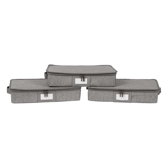 Keepsakes - Zip-Top Storage Box - Heavy Duty Polyester- Reinforced Handles - Stackable Design - Indoor Storage, Grey