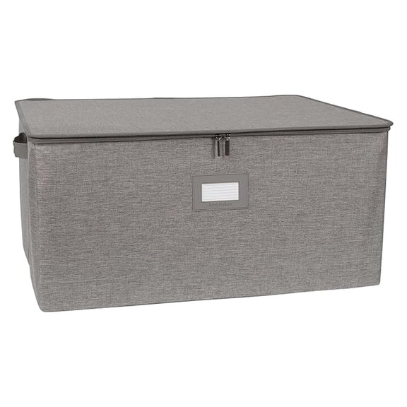 Keepsakes - Zip-Top Storage Box - Heavy Duty Polyester- Reinforced Handles - Stackable Design - Indoor Storage, Grey