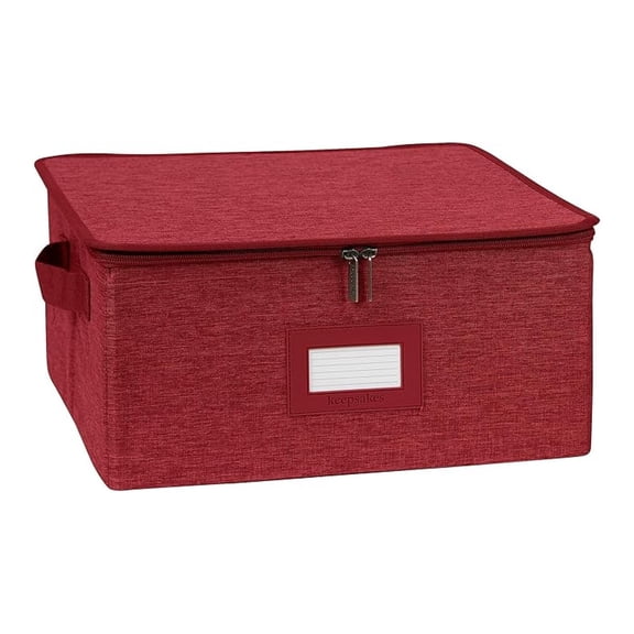 Keepsakes - Zip-Top Storage Box - Heavy Duty Polyester- Reinforced Handles - Stackable Design - Indoor Storage, Red