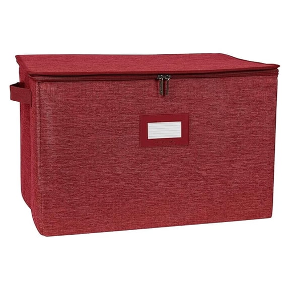 Keepsakes - Zip-Top Storage Box - Heavy Duty Polyester- Reinforced Handles - Stackable Design - Indoor Storage, Red
