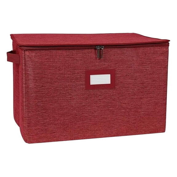 Keepsakes - Zip-Top Storage Box - Heavy Duty Polyester- Reinforced Handles - Stackable Design - Indoor Storage, Red