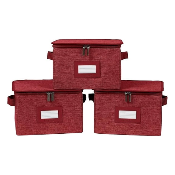 Keepsakes - Zip-Top Storage Box - Heavy Duty Polyester- Reinforced Handles - Stackable Design - Indoor Storage, Red