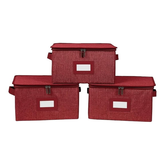 Keepsakes - Zip-Top Storage Box - Heavy Duty Polyester- Reinforced Handles - Stackable Design - Indoor Storage, Red