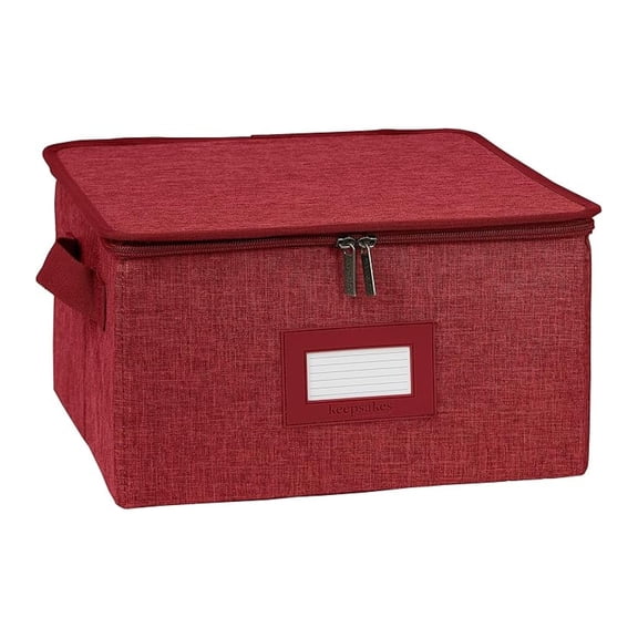 Keepsakes - Zip-Top Storage Box - Heavy Duty Polyester- Reinforced Handles - Stackable Design - Indoor Storage, Red