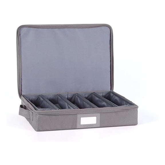 Keepsakes Zip-Top Storage Box with Trays - Heavy Duty Polyester- Reinforced Handles - Stackable Design - Indoor Storage, Graphite