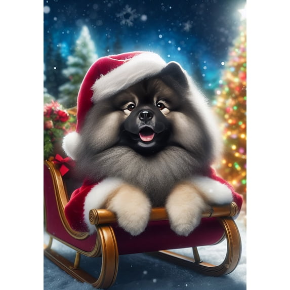 Keeshond - Best of Breed DCR Christmas House Flag