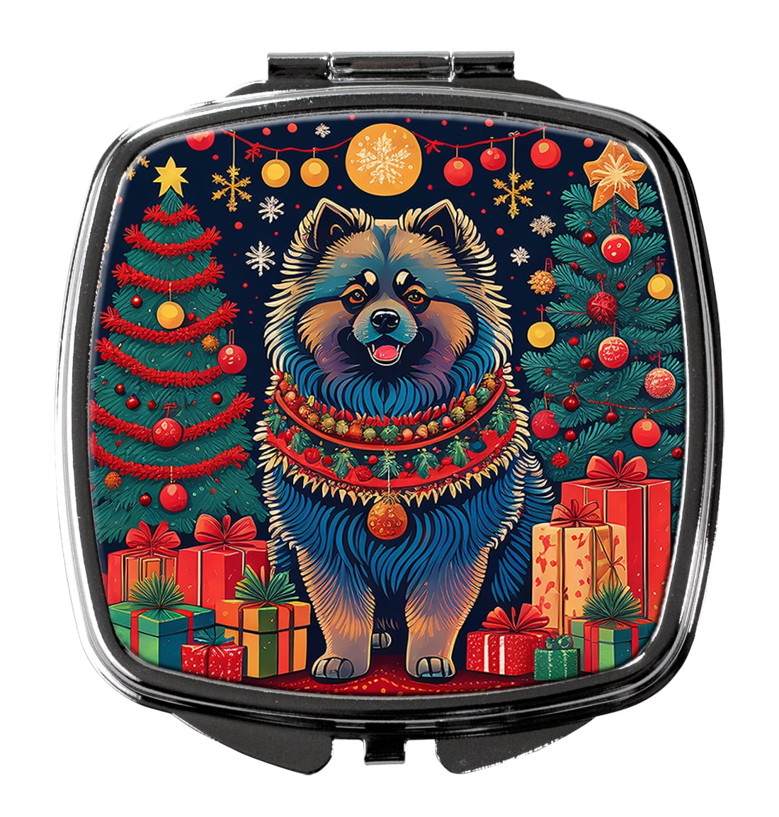 Keeshond Christmas Compact Mirror 2.75 in x 3 in