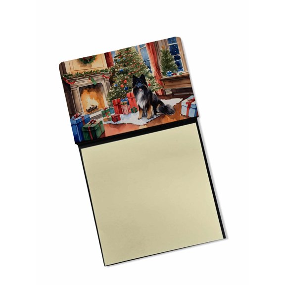 Keeshond Cozy Christmas Sticky Note Holder 3.25 in x 5.25 in