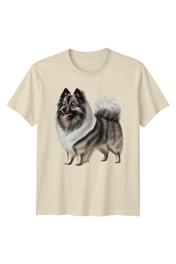 Keeshond Dog Animals Dogs Mens T-Shirt Womens Tee Graphic Unisex Top