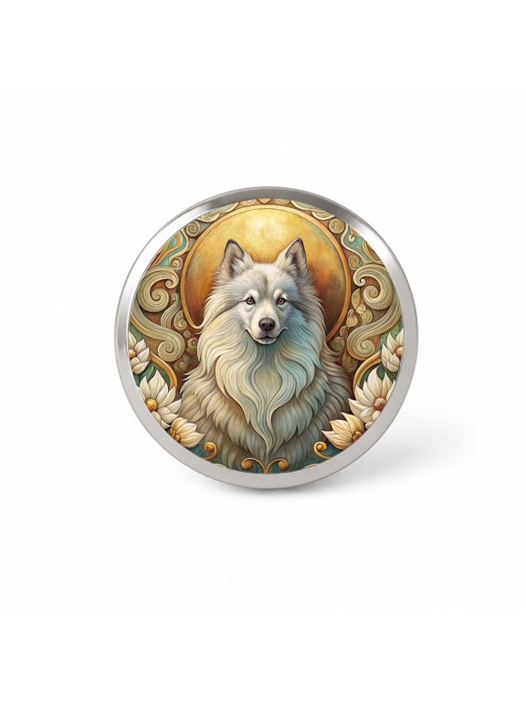 Keeshond Dog Art Nouveau Backpack Hat Novelty Lapel Pin
