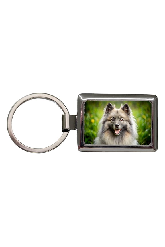 Keeshond Dog Photo Metal Rectangle Keychain