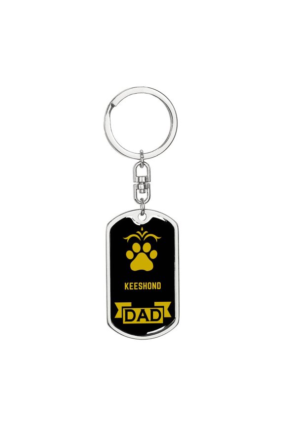 Keeshond Keychain Stainless Steel or 18k Gold