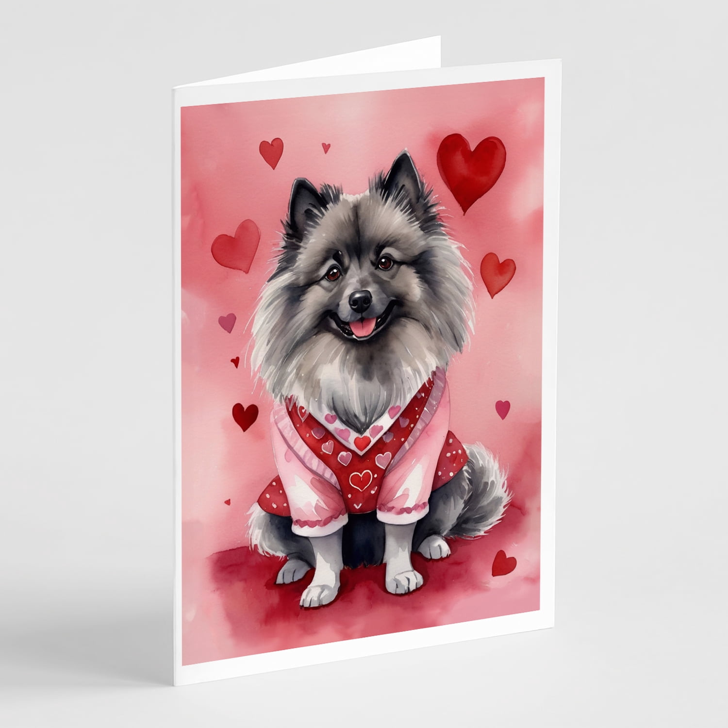 Keeshond My Valentine Greeting Cards Pack of 8 7 in x 5 in