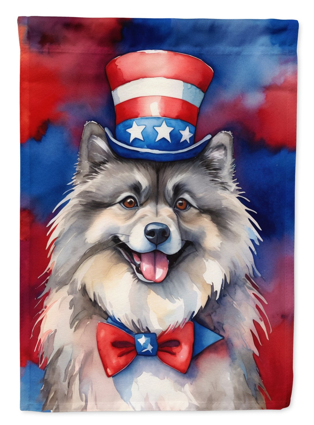 Keeshond Patriotic American House Flag 28 in x 40 in