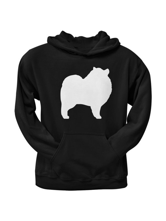 Keeshond Silhouette Black Adult Hoodie