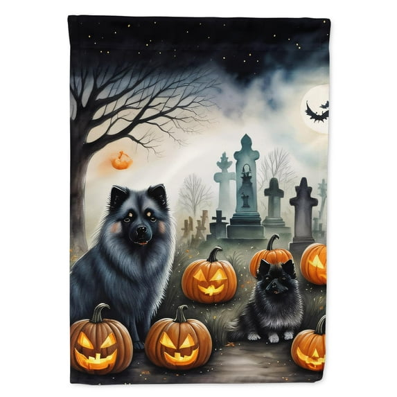 Keeshond Spooky Halloween Garden Flag 11.25 in x 15.5 in