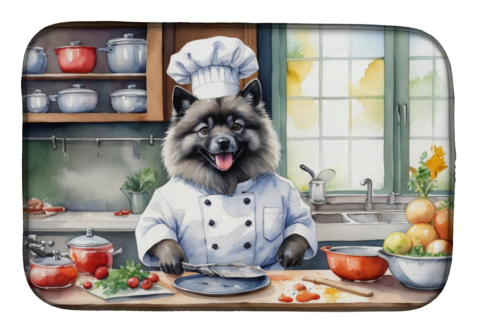 Keeshond The Chef Dish Drying Mat