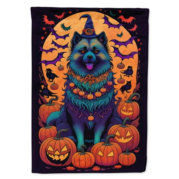 Keeshond Witchy Halloween House Flag