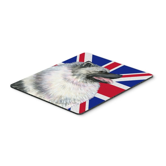 "Keeshond with English Union Jack British Flag Mouse Pad Hot Pad or Trivet"