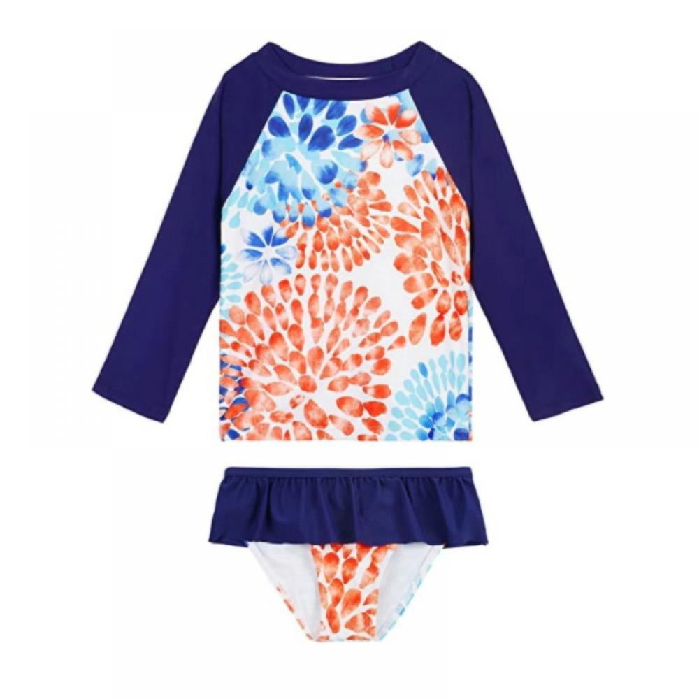 KeesonKimi Girls Swimsuits Toddlers Tankini Rashguard Swimsuit Sets