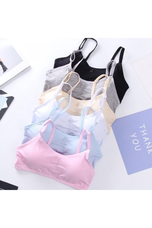 KeesonKimi Lightly Padded Bra (Girls & Teens), Multi-Color, 6-Pack