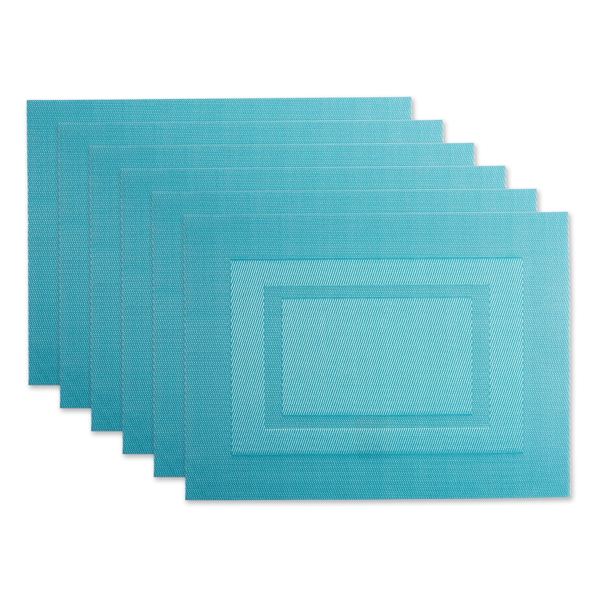Aqua Vinyl Doubleframe Placemat Set, 13" x 17.25", 6 Piece