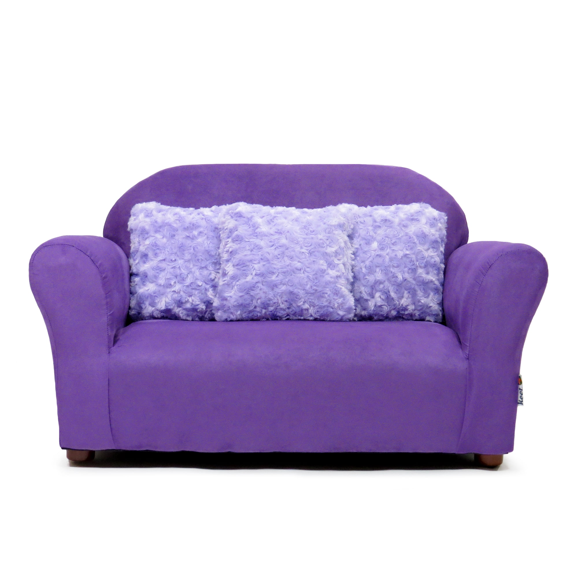 Keet Plush Children's Sofa with Accent Pillows, Purple