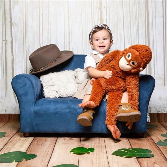 Keet Plush Childrens Sofa with Accent Pillows, Navy - 32 x 18 x 18 x in.