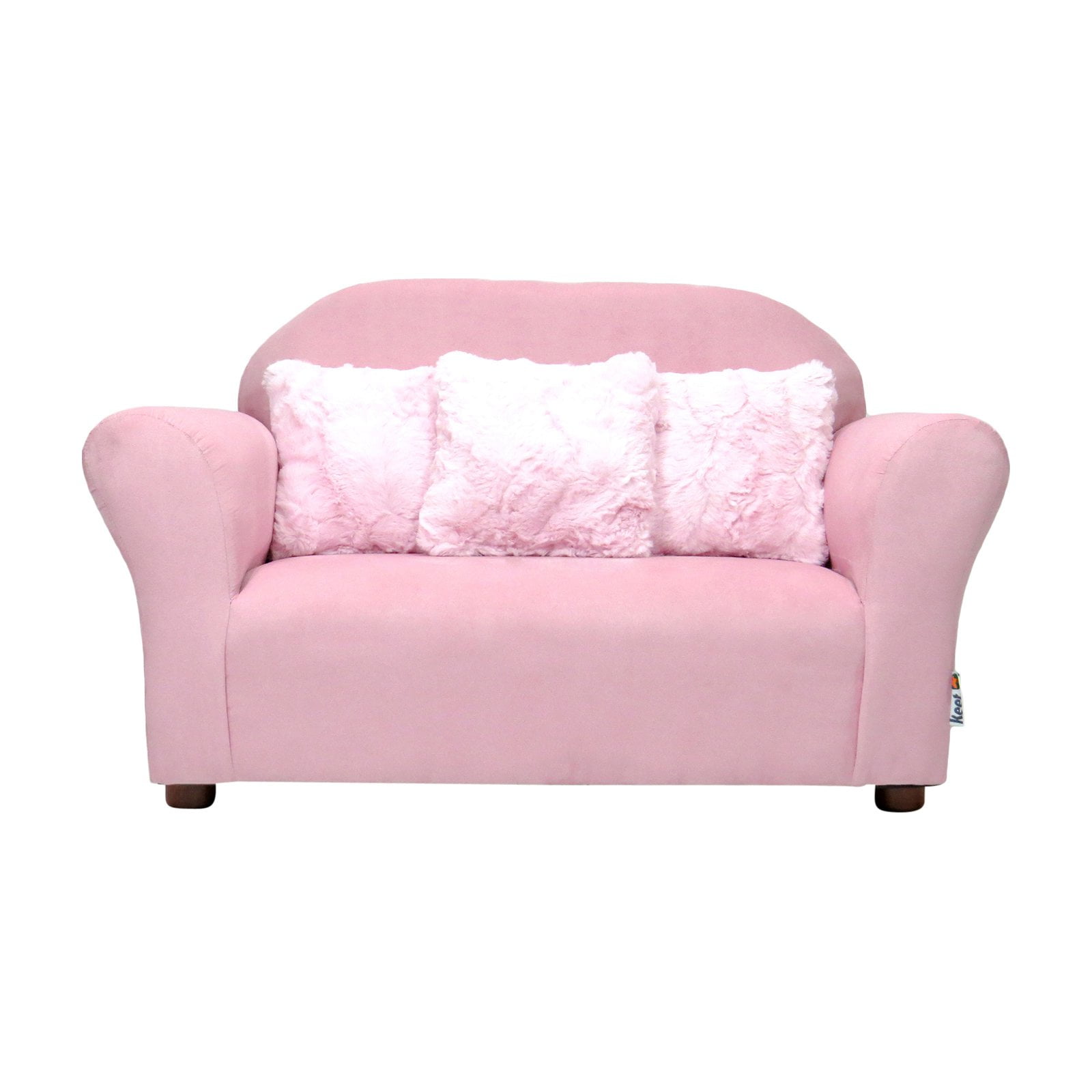 Keet Plush Kids Sofa with Accent Pillows Pink