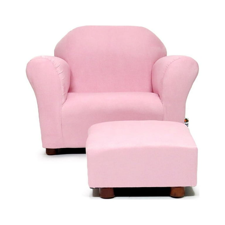 Keet Roundy Children s Chair Microsuede Pink with ottoman