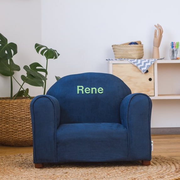 Keet Upholstered Customizable Children's Chair, Microsuede, Navy