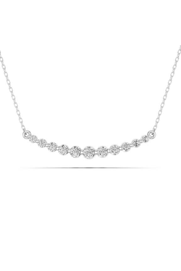 0.76 Ct E-F/VVS-VS Round Shape Moissanite Stone Chain Necklace For Women Made in White Gold Plated 925 Sterling Silver