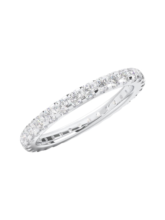 1.00 CT TW Lab Grown Diamond Full Eternity Ring for Women, Round Cut Wedding Anniversary Band, 925 White Gold Plated Sterling Silver, Size 5.5