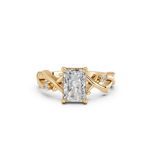 Keeva Jewels 1.55 Ct IGI Certified Lab Grown Diamond Solitaire Engagement Ring, Radiant & Round Cut, 18K Yellow Gold Ring for Women Size 5 to 10
