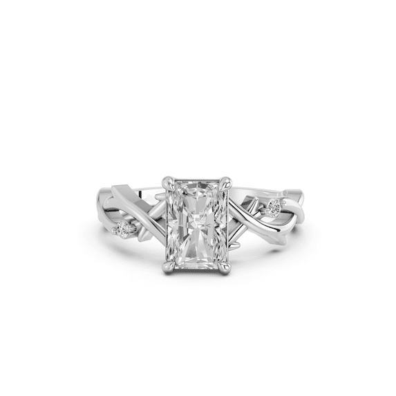Keeva Jewels 925 Sterling Silver White Gold Plated Radiant & Round Cut 1.55 Ct Lab Grown Diamond Ring, IGI Certified for Women Size 5 to 10