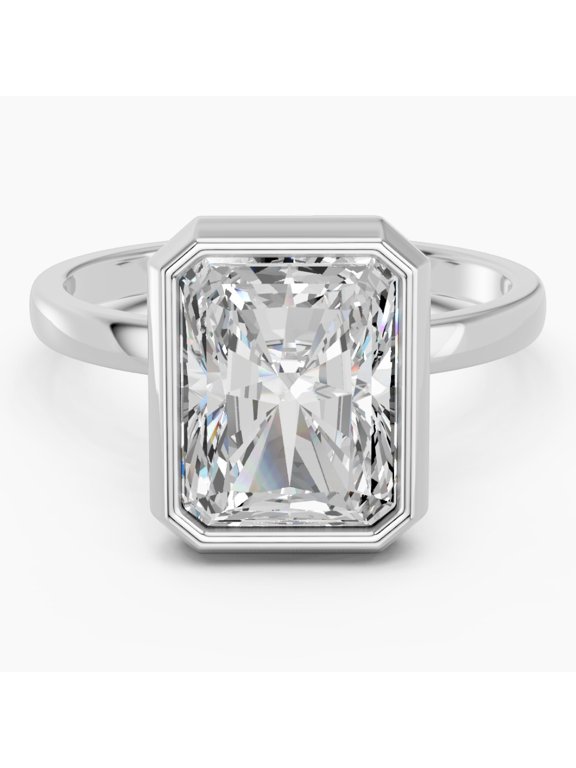 IGI Certified 3.00 Ct F/VS Lab Grown Diamond Radiant Cut Diamond Bazel Set Solitaire Engagement in 10K Solid White Gold For Women Ring size 5