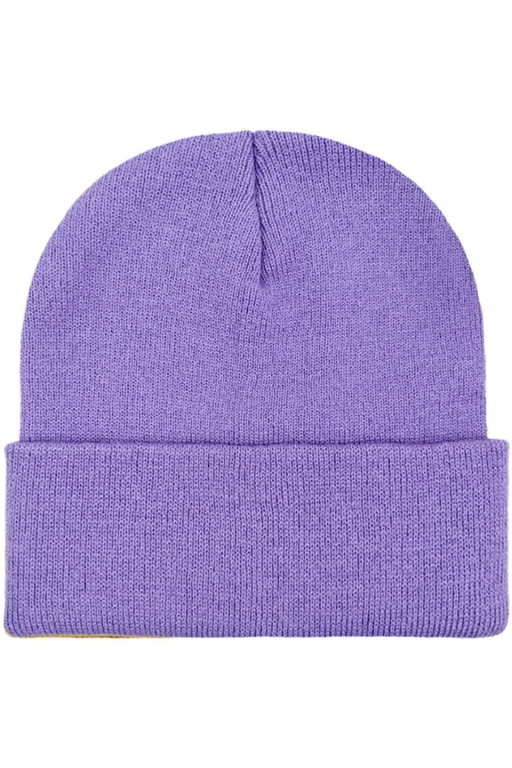 Beanie Hat Men Women Beanies Knit Cuffed Winter Hats Ski Cap - Purple