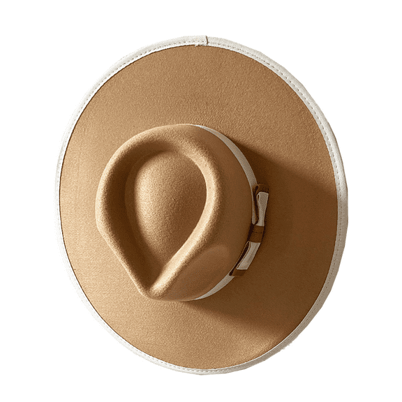 Keevoom Big Wide Brim Fedora Hats for Women Men Two Tone Panama Flat Felt Hats Festivals Hat with Bow