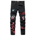 thumbnail image 1 of Keevoom Boy's Skinny Jeans Fit Ripped Distressed Stretch Slim Printed Jeans Pants, 1 of 5