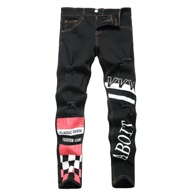 Keevoom Boy's Skinny Jeans Fit Ripped Distressed Stretch Slim Printed ...