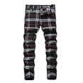 thumbnail image 1 of Keevoom Boys Dress Pants School Uniform Plaid Chino Skinny Fit Stretch Fashion Pants, 1 of 5