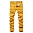 thumbnail image 1 of Keevoom Boys Dress Pants School Uniform Plaid Chino Skinny Fit Stretch Fashion Pants, 1 of 5
