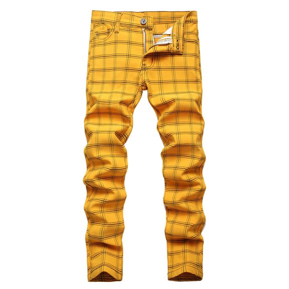 Keevoom Boys Dress Pants School Uniform Plaid Chino Skinny Fit Stretch Fashion Pants