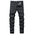 thumbnail image 1 of Keevoom Boys Dress Pants School Uniform Plaid Chino Skinny Fit Stretch Fashion Pants, 1 of 5