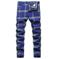 thumbnail image 1 of Keevoom Boys Dress Pants School Uniform Plaid Chino Skinny Fit Stretch Fashion Pants, 1 of 5